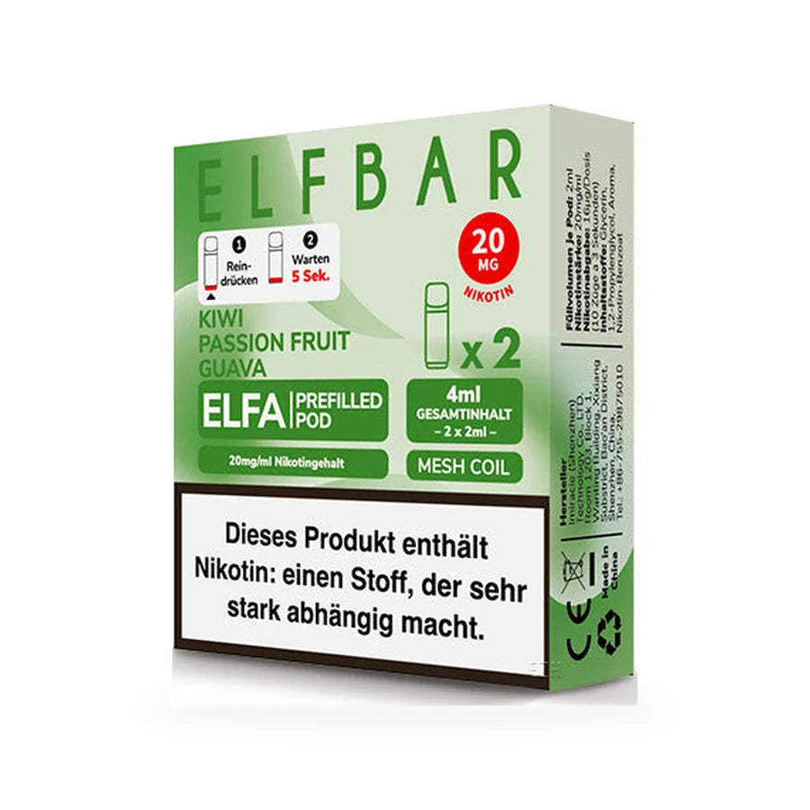 Elfbar Elfa Pod Kiwi Passion Fruit Guava 20 mg/ml – Produktansicht